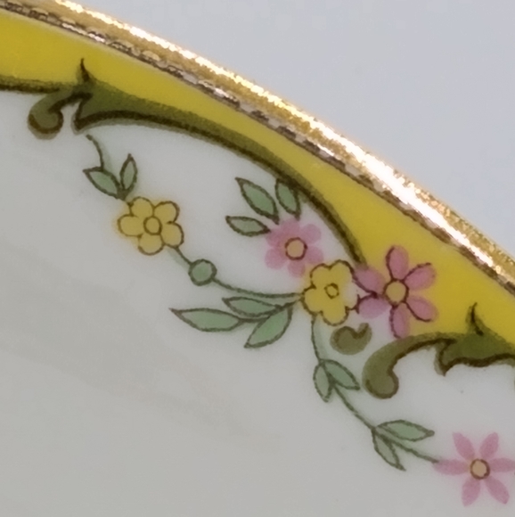Vignaud Limoges Meuse 24k Gold Trim Floral Tea Saucers Set 8 Antique Vintage - Picture 3 of 13